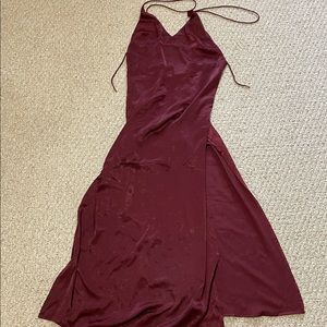 Lulus Slinky Split Thigh Red Evening Dress